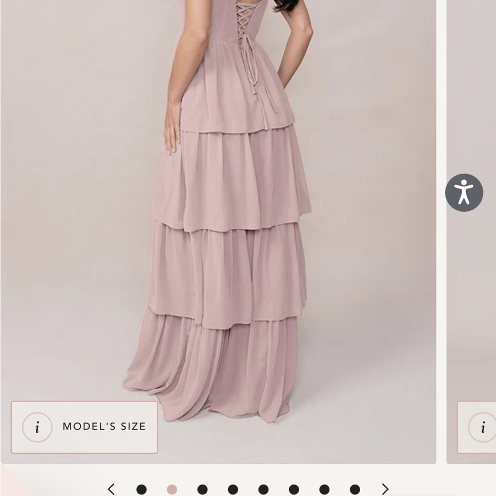 Pink Strapless Ruffled Gown with Slit - Picture 2 of 2